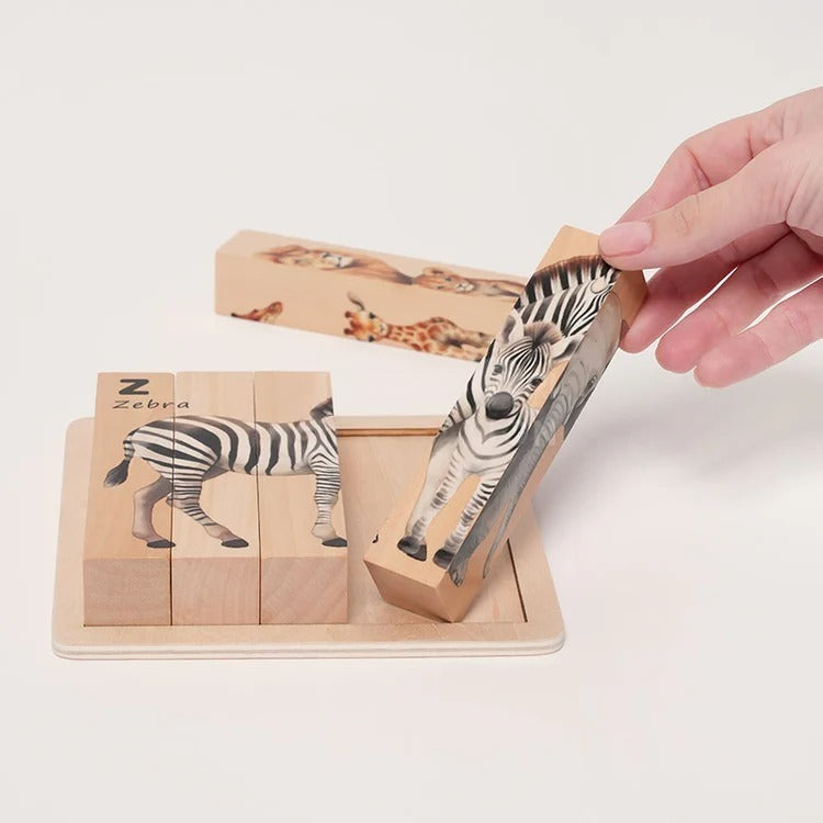 Puzzles d'animaux en bois Montessori
