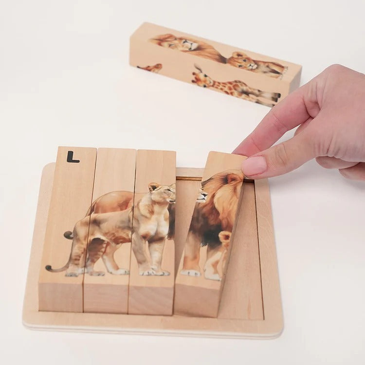 Puzzles d'animaux en bois Montessori