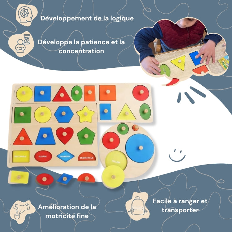 Puzzle Formes Géométriques et Couleurs Montessori