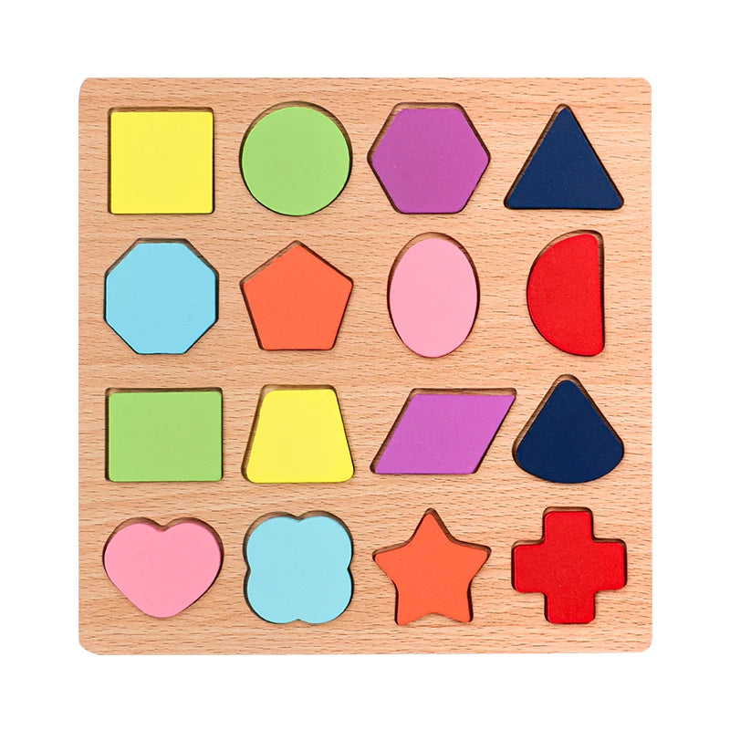 Puzzle en Bois Montessori - Lettres, Chiffres et Formes