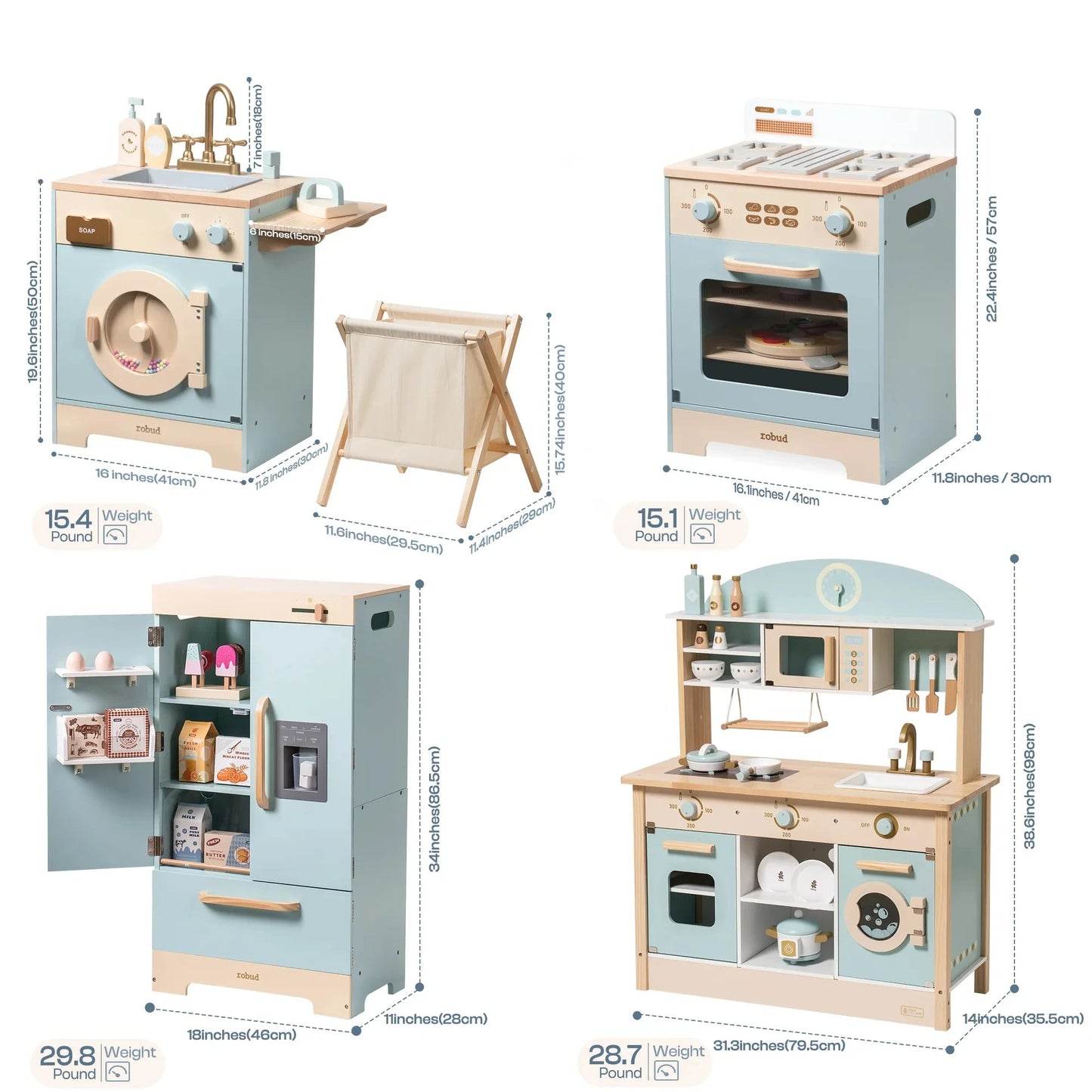Meuble Montessori en Bois pour Cuisine, Buanderie et Rangement