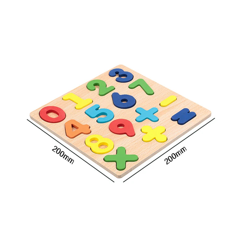 Puzzle en Bois Montessori - Lettres, Chiffres et Formes