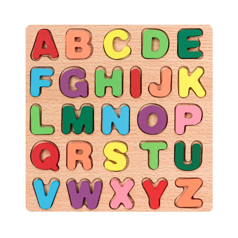 Puzzle en Bois Montessori - Lettres, Chiffres et Formes