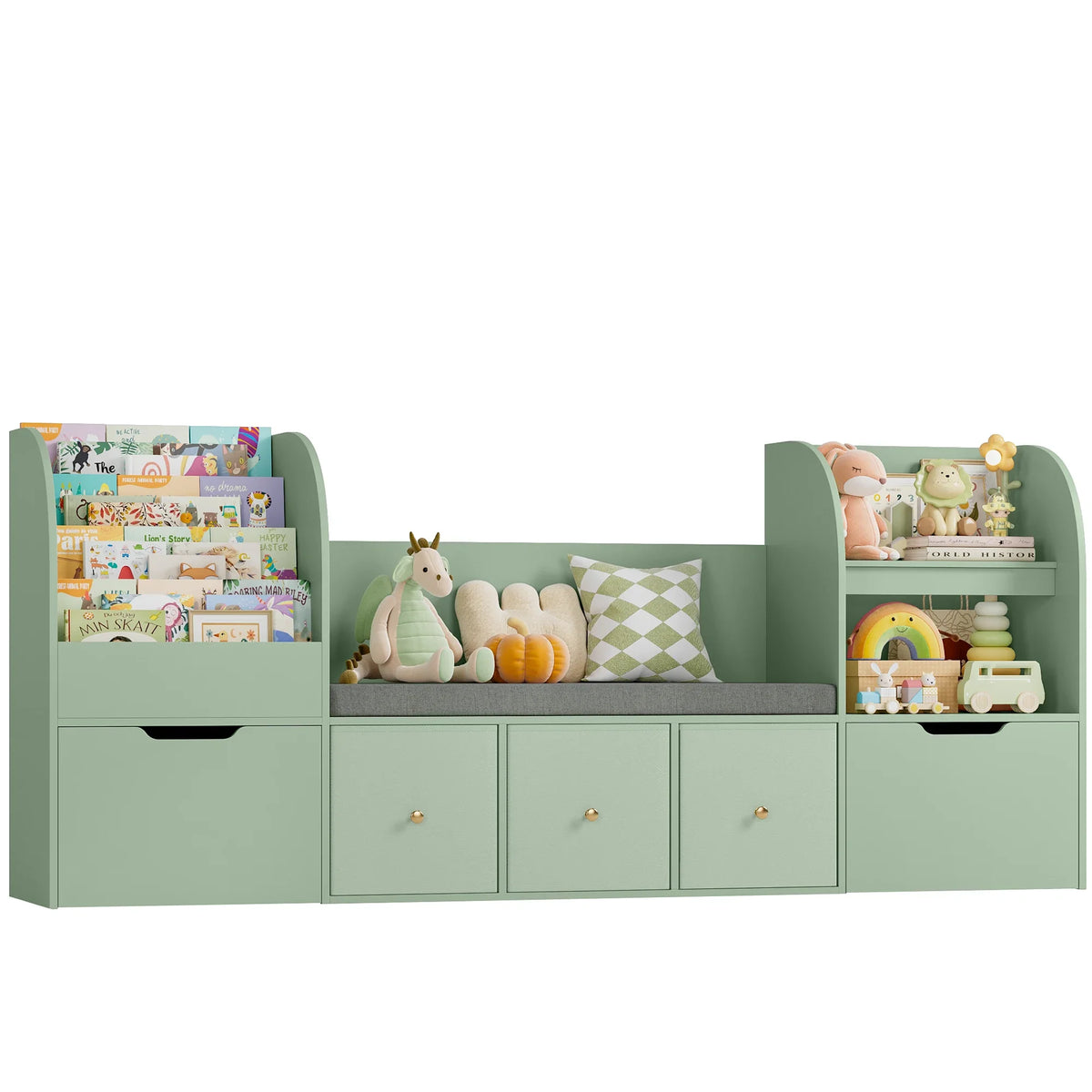 Bibliothèque enfant avec banc 4 niveaux 180cm Lilla Kids