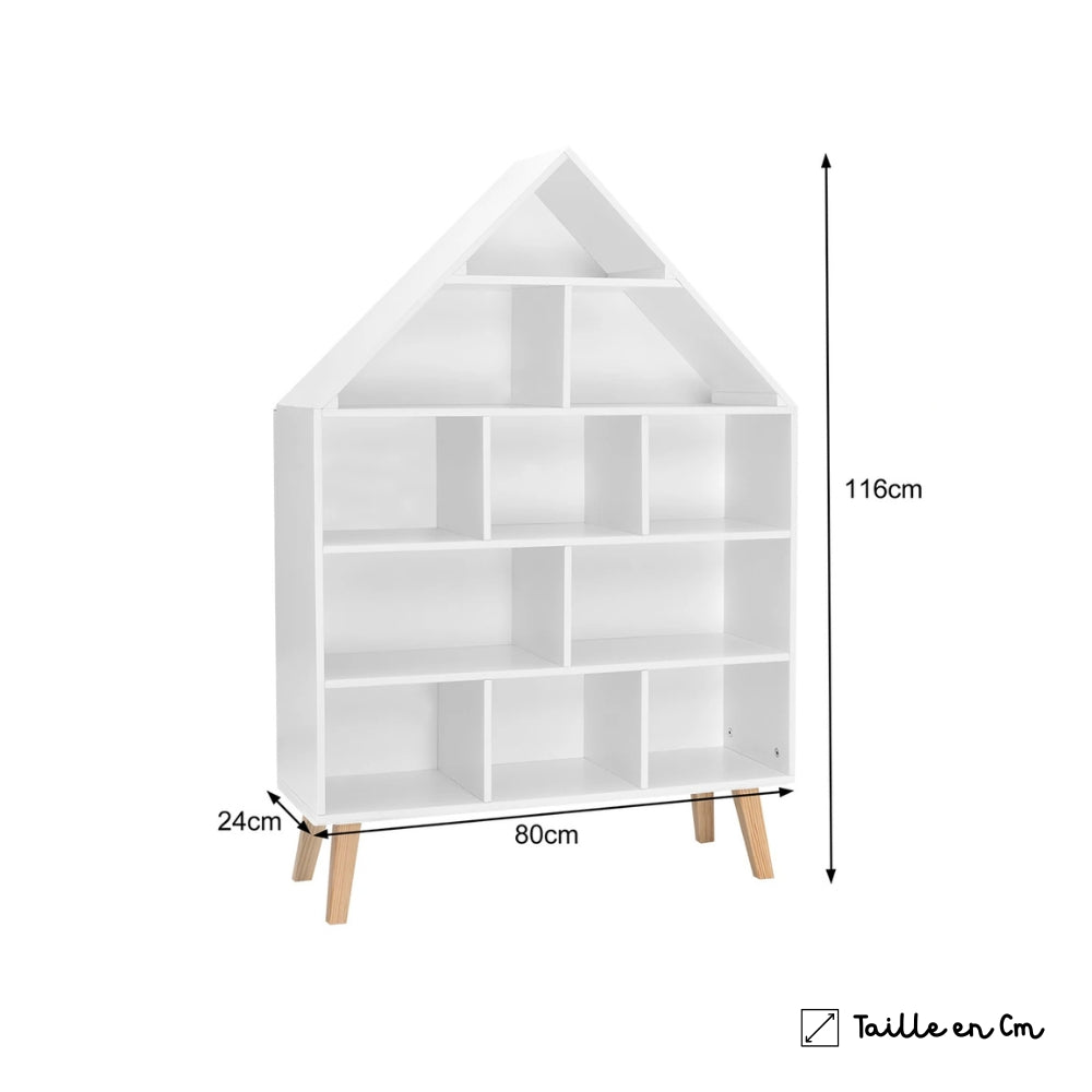 Bibliothèque enfant blanche en forme de maison Tilda Kids