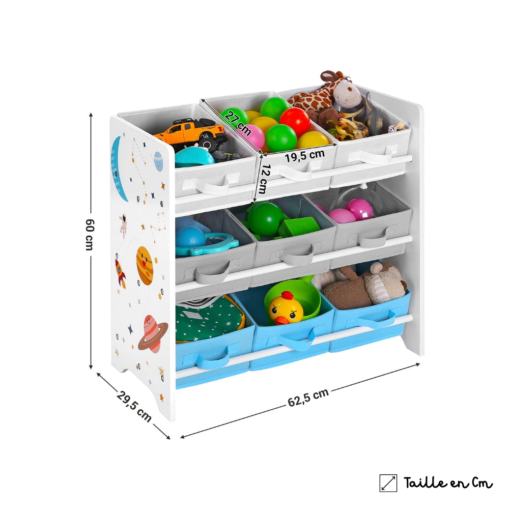 Bibliothèque rangement jouets enfant avec boîtes de rangement Tilda Kids