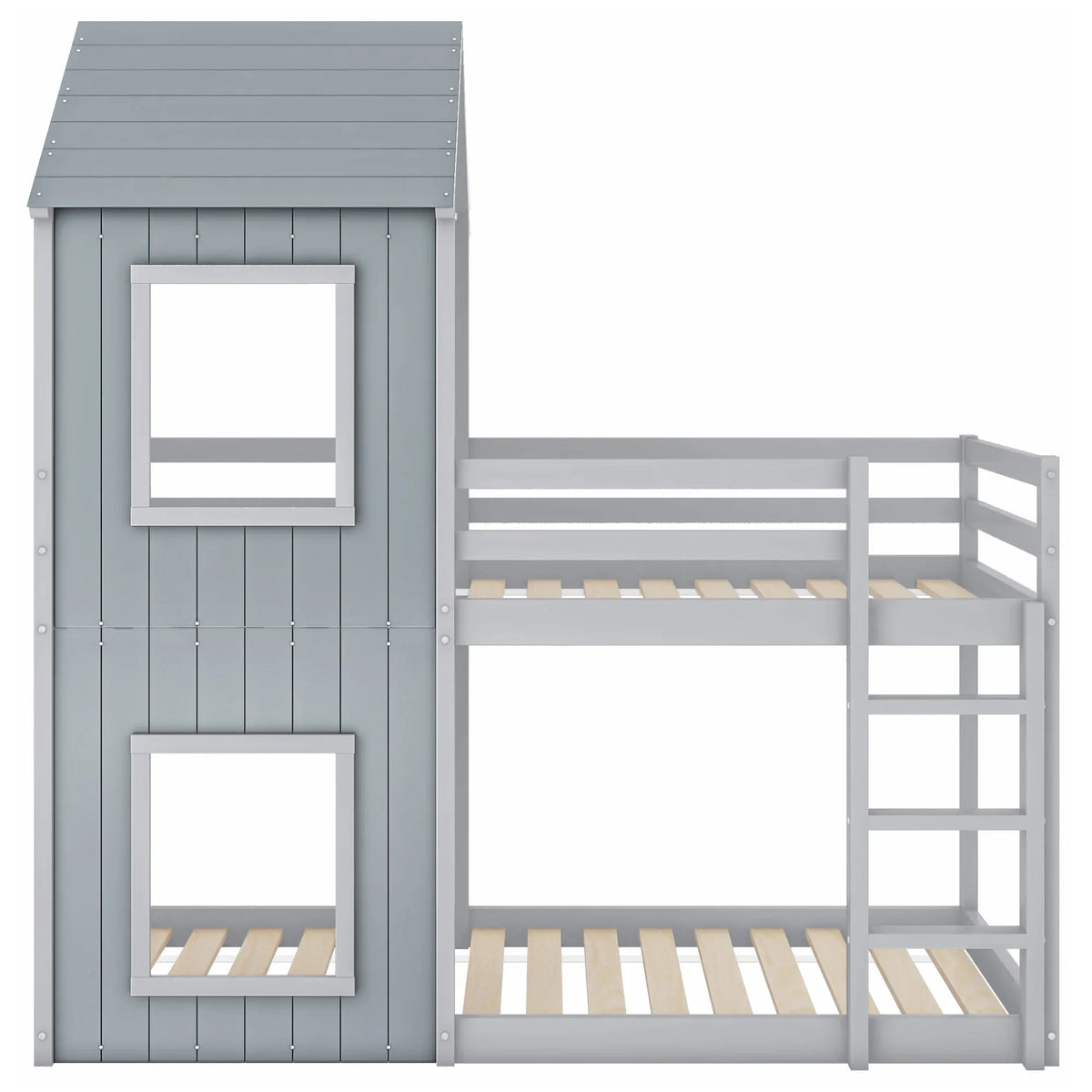 Lit cabane superposé toit fille et garçon 90x200 Lilla Kids