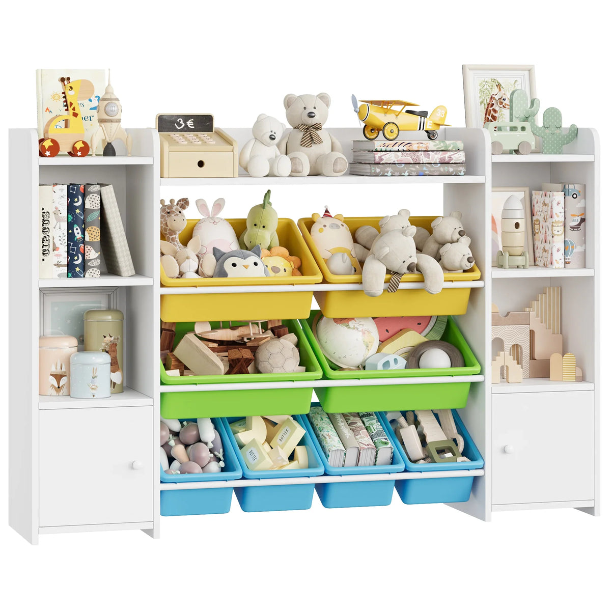 Meuble à jouets enfant 8 bacs amovibles colorés Lilla Kids