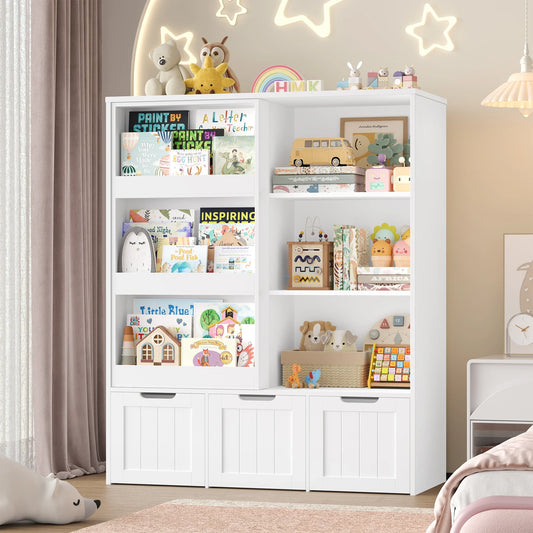 Meuble à jouets porte coulissante 3 tiroirs 100cm Lilla Kids