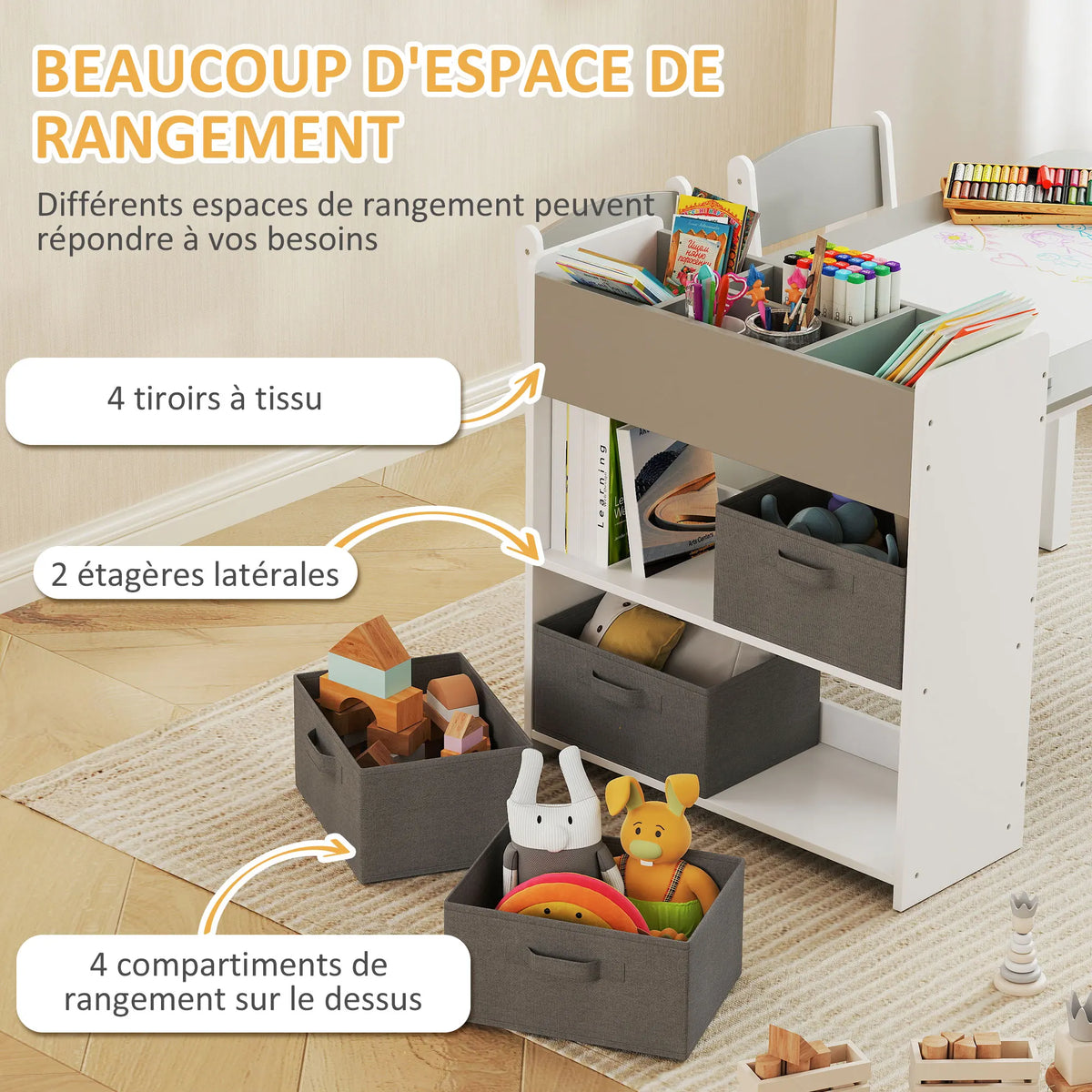 Table enfant avec 2 chaises et tiroir Lilla Kids