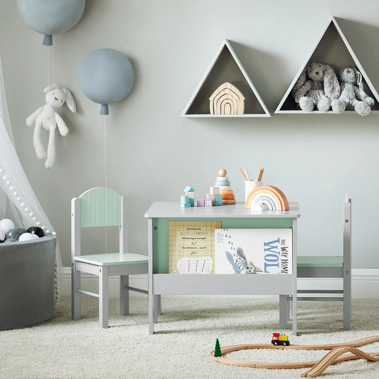 Table et chaises enfant avec rangement gris Lilla Kids