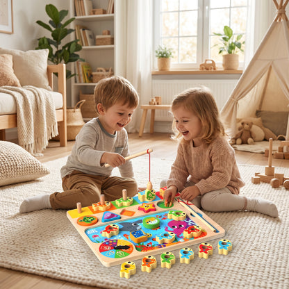 Jeu de Pêche Montessori en Bois avec Tri des Couleurs