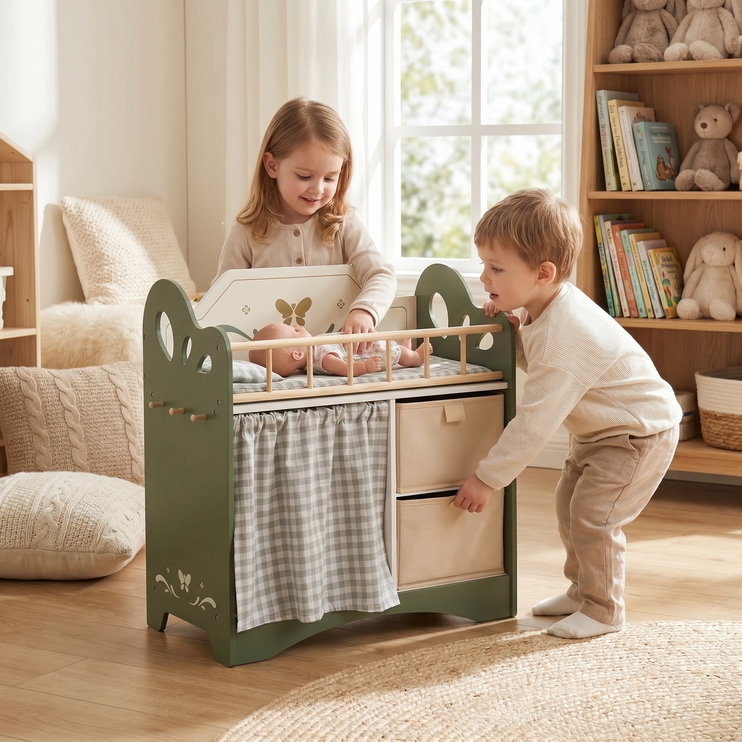 Lit Montessori pour Poupée avec Rangements et Penderie