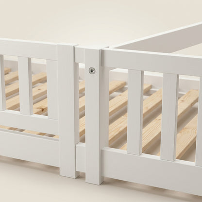 Lit au sol Montessori en bois massif blanc