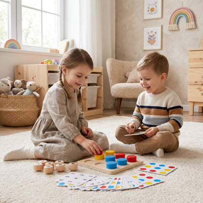 Jeu Montessori d’Apprentissage des Chiffres et Couleurs en Bois
