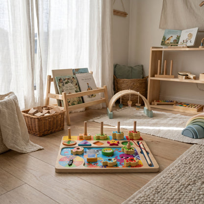 Jeu de Pêche Montessori en Bois avec Tri des Couleurs