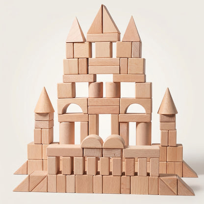 Blocs de Construction Montessori en Bois Naturel