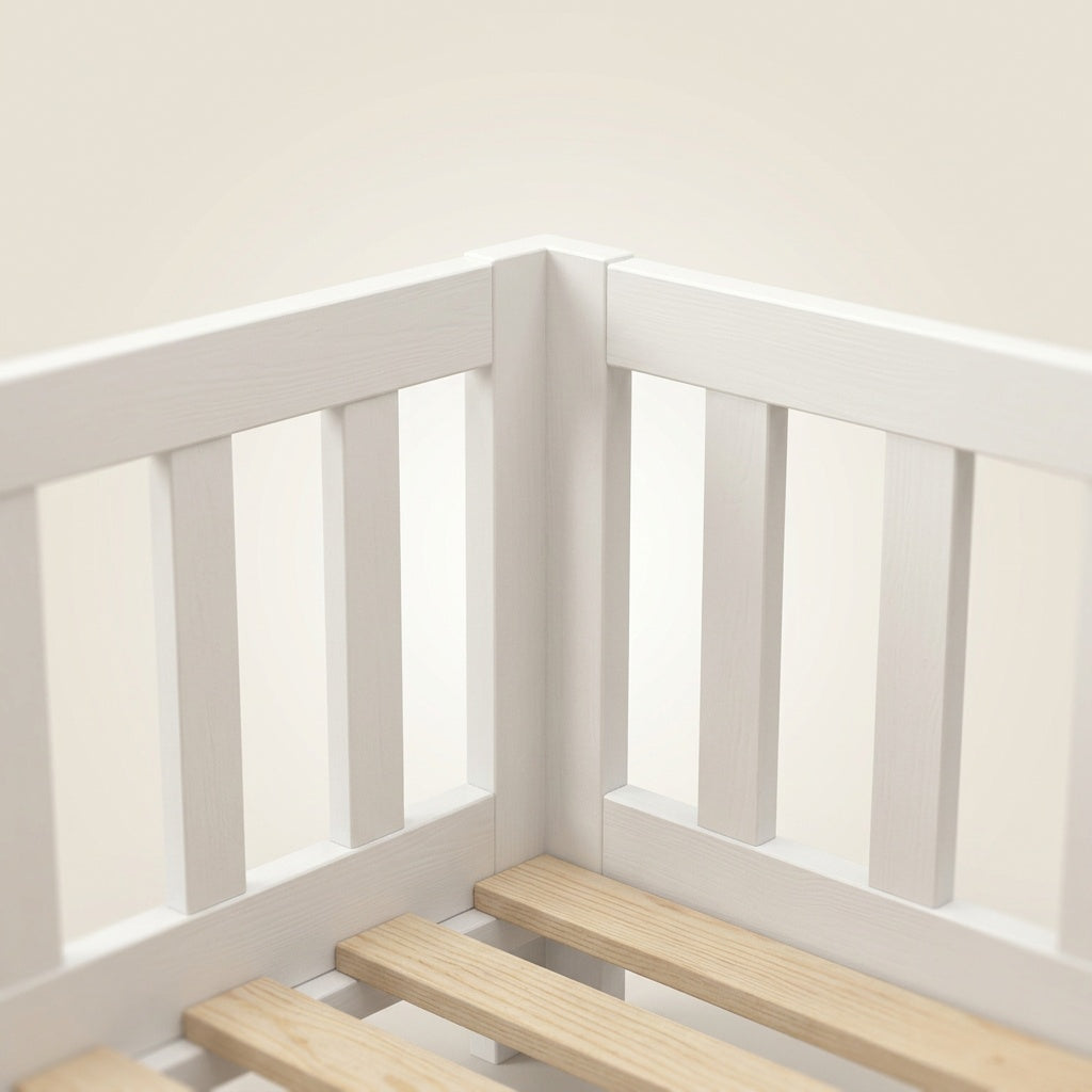 Lit au sol Montessori en bois massif blanc