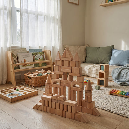 Blocs de Construction Montessori en Bois Naturel