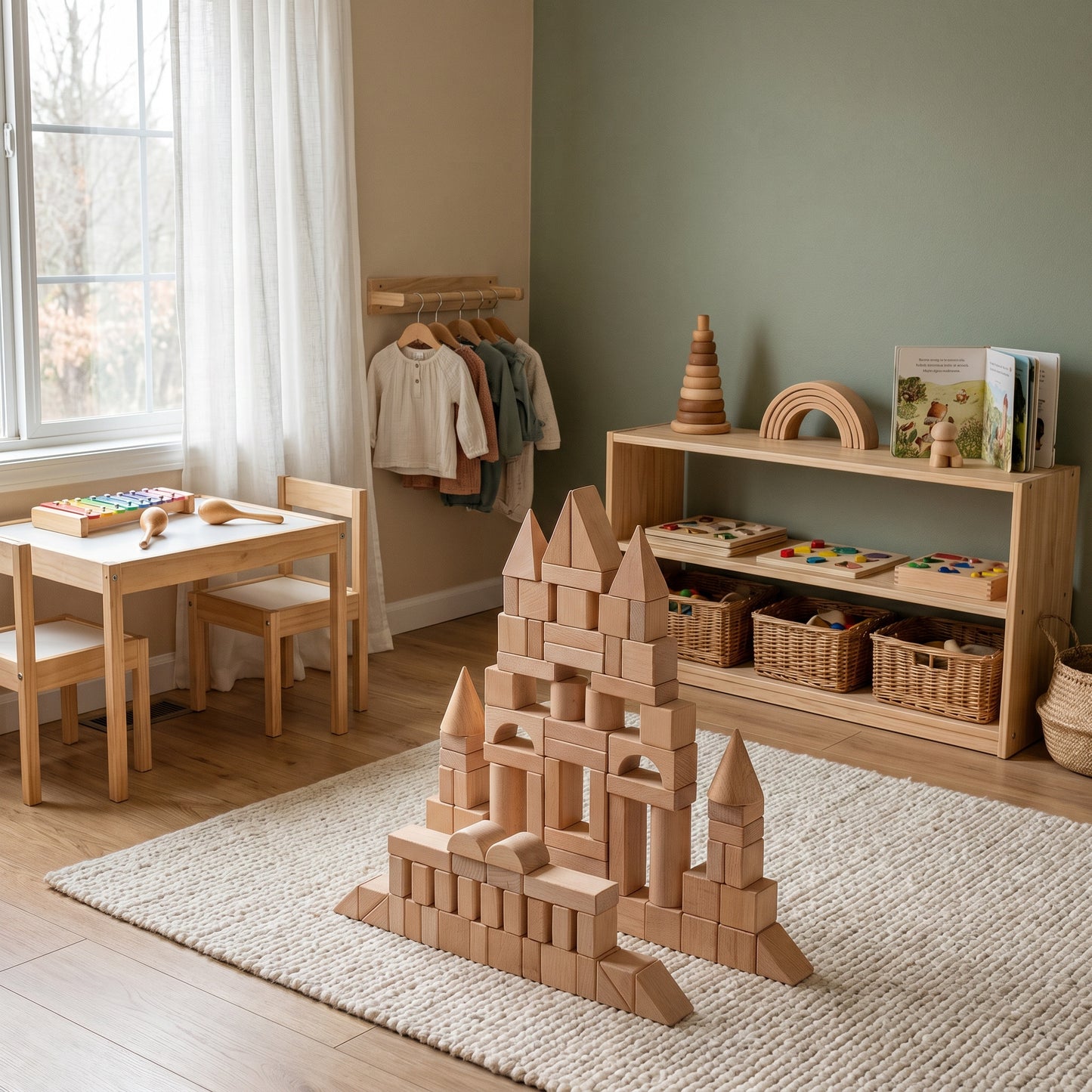Blocs de Construction Montessori en Bois Naturel