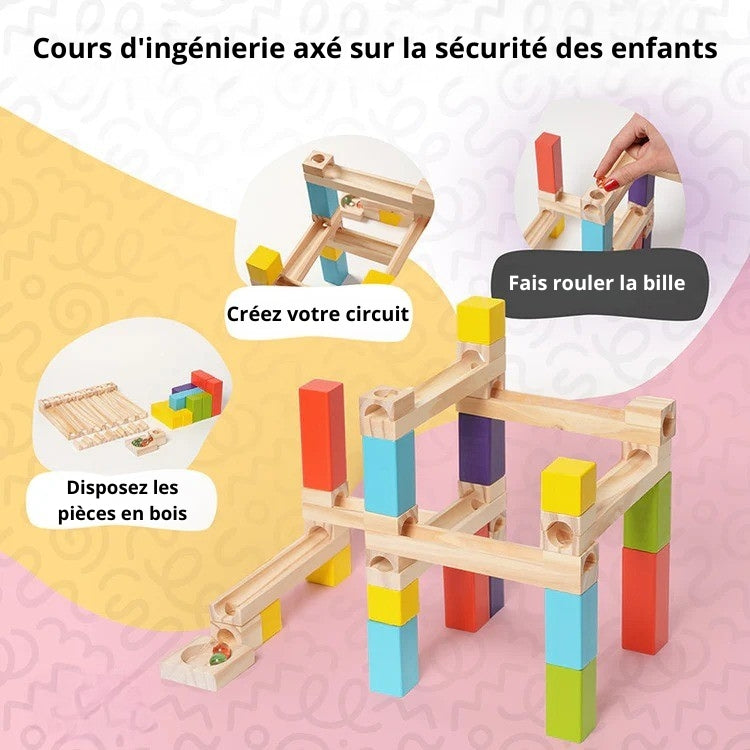 Circuit à billes Montessori en bois