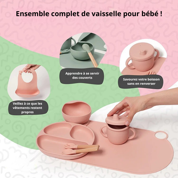 Ensemble de Vaisselle Montessori en Silicone pour bébé