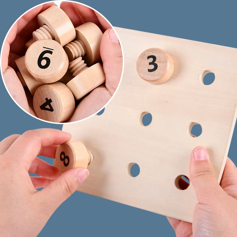 Jeu Montessori d’Apprentissage des Chiffres et Couleurs en Bois