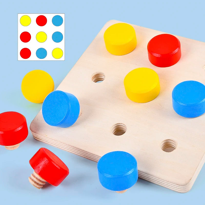 Jeu Montessori d’Apprentissage des Chiffres et Couleurs en Bois