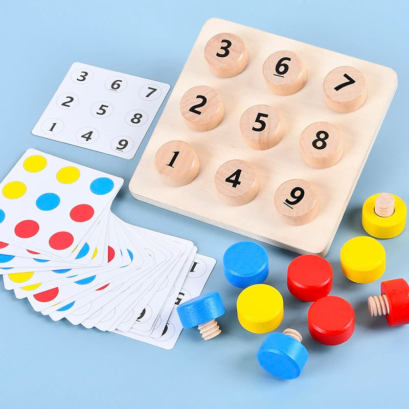 Jeu Montessori d’Apprentissage des Chiffres et Couleurs en Bois