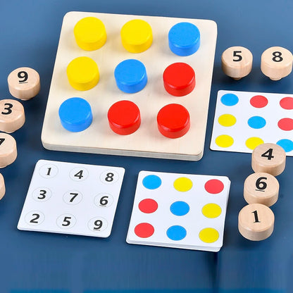 Jeu Montessori d’Apprentissage des Chiffres et Couleurs en Bois