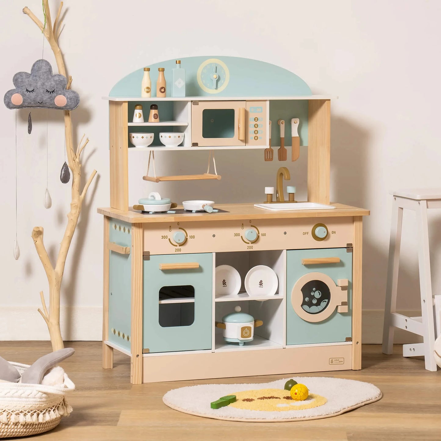 Meuble Montessori en Bois pour Cuisine, Buanderie et Rangement