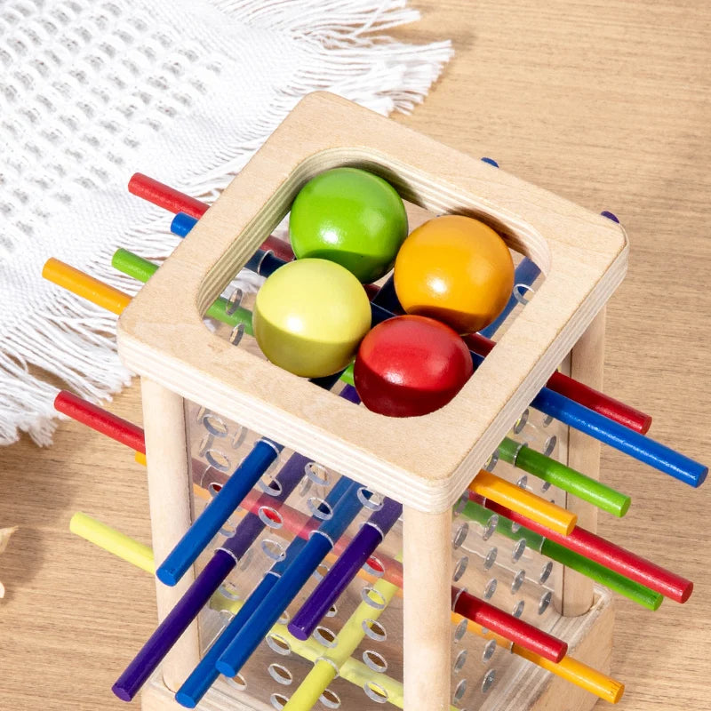 Tour à Billes et Bâtonnets Colorés Montessori