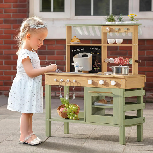 Cuisine Montessori en Bois avec Évier, Four et Accessoires