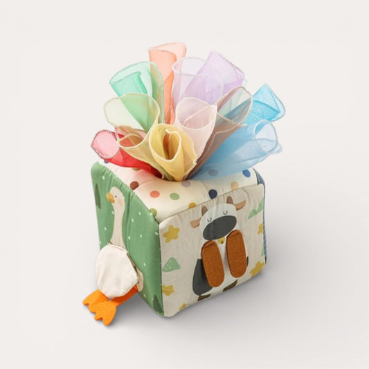 Cube d'activités Montessori avec éléments sensoriels