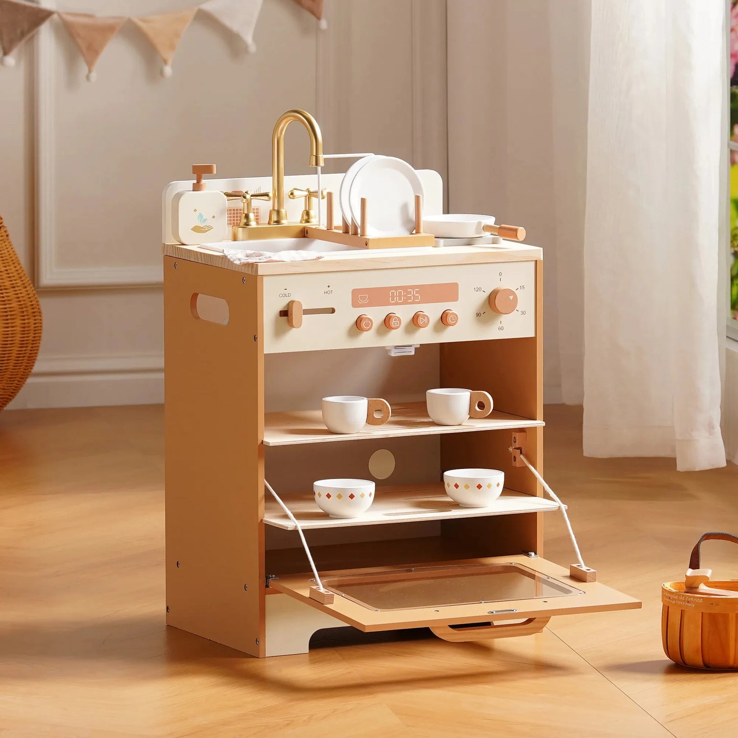 Meuble Montessori d’Imitation en Bois Multifonction pour Enfant
