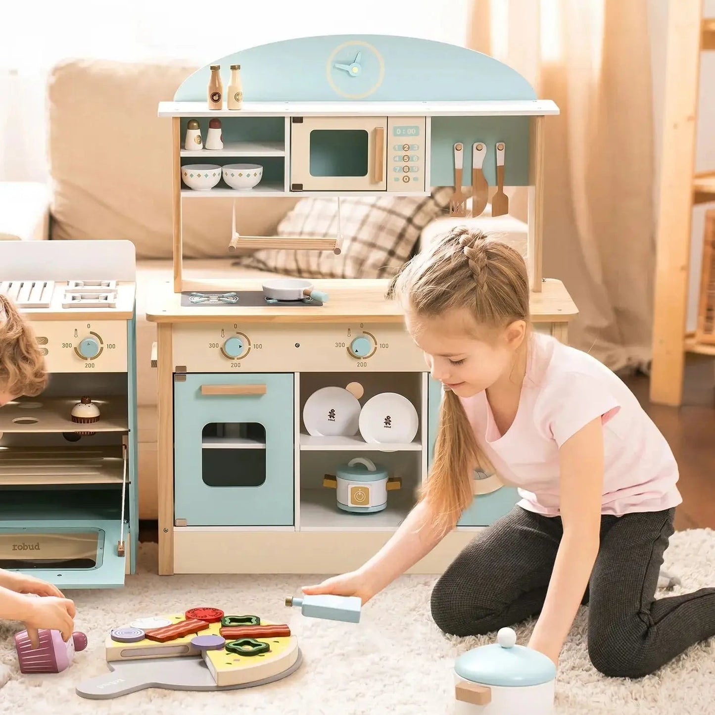 Meuble Montessori en Bois pour Cuisine, Buanderie et Rangement