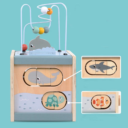 Cube d'activités en bois Montessori