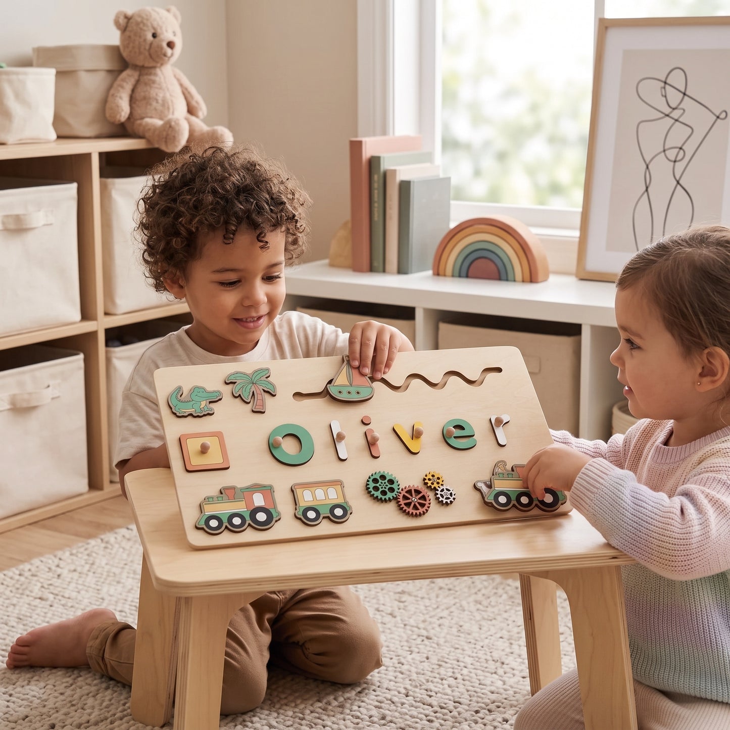 Puzzle en bois personnalisé pour les tout-petits