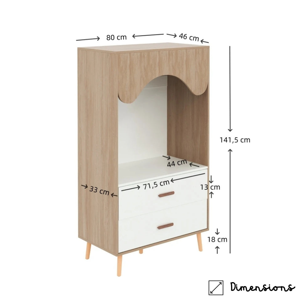Armoire enfant bois blanc avec tiroirs de rangement Tilda Kids