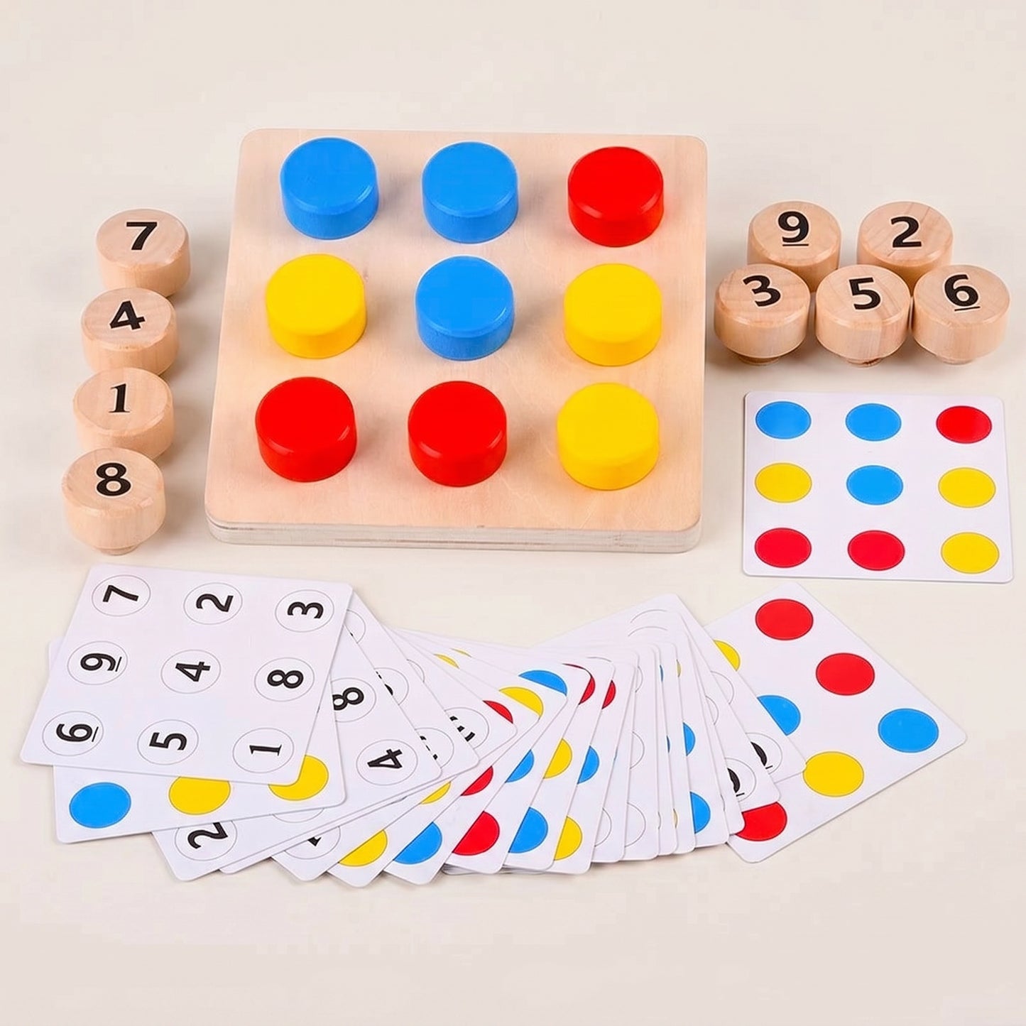 Jeu Montessori d’Apprentissage des Chiffres et Couleurs en Bois