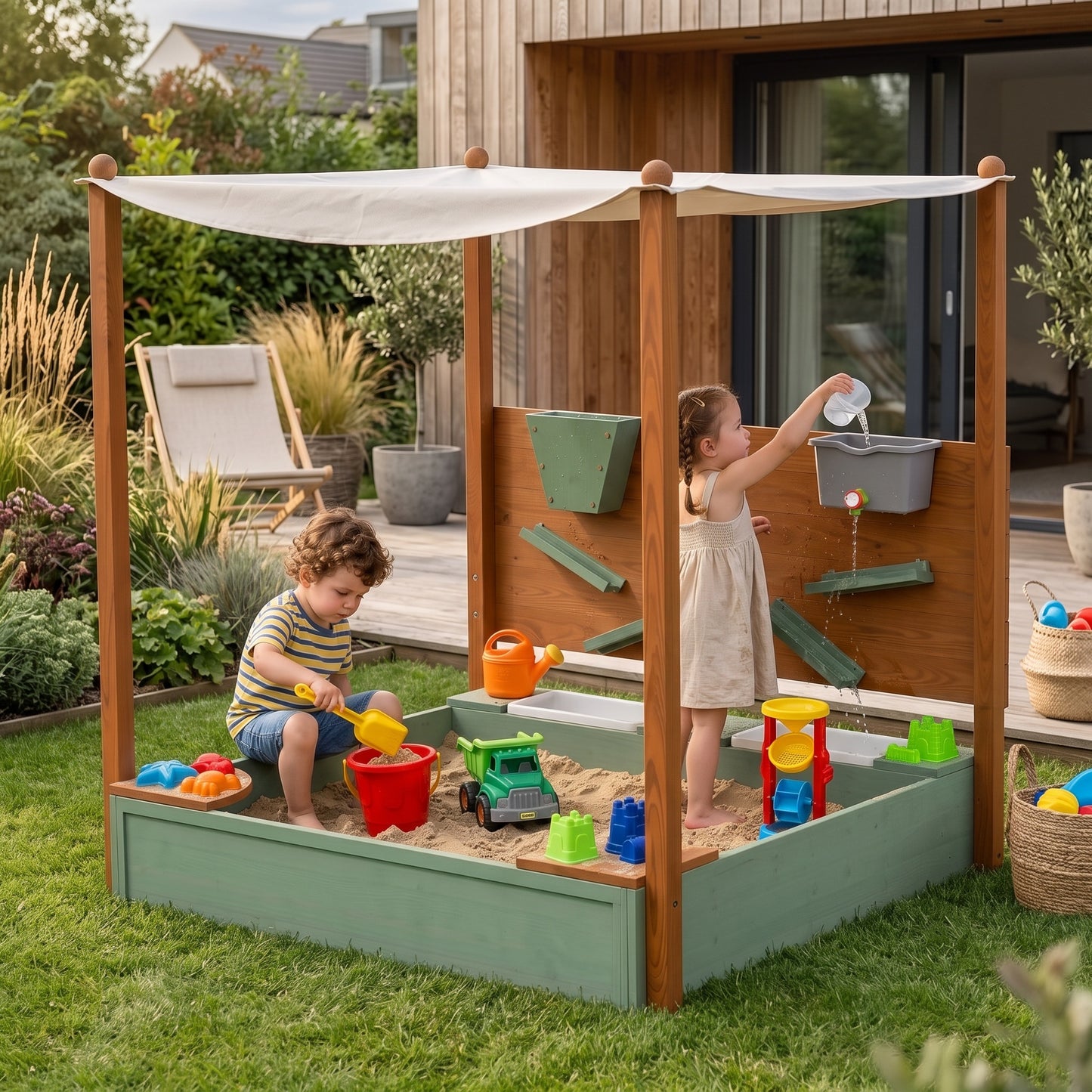 Bac à sable Montessori avec jeu d’eau