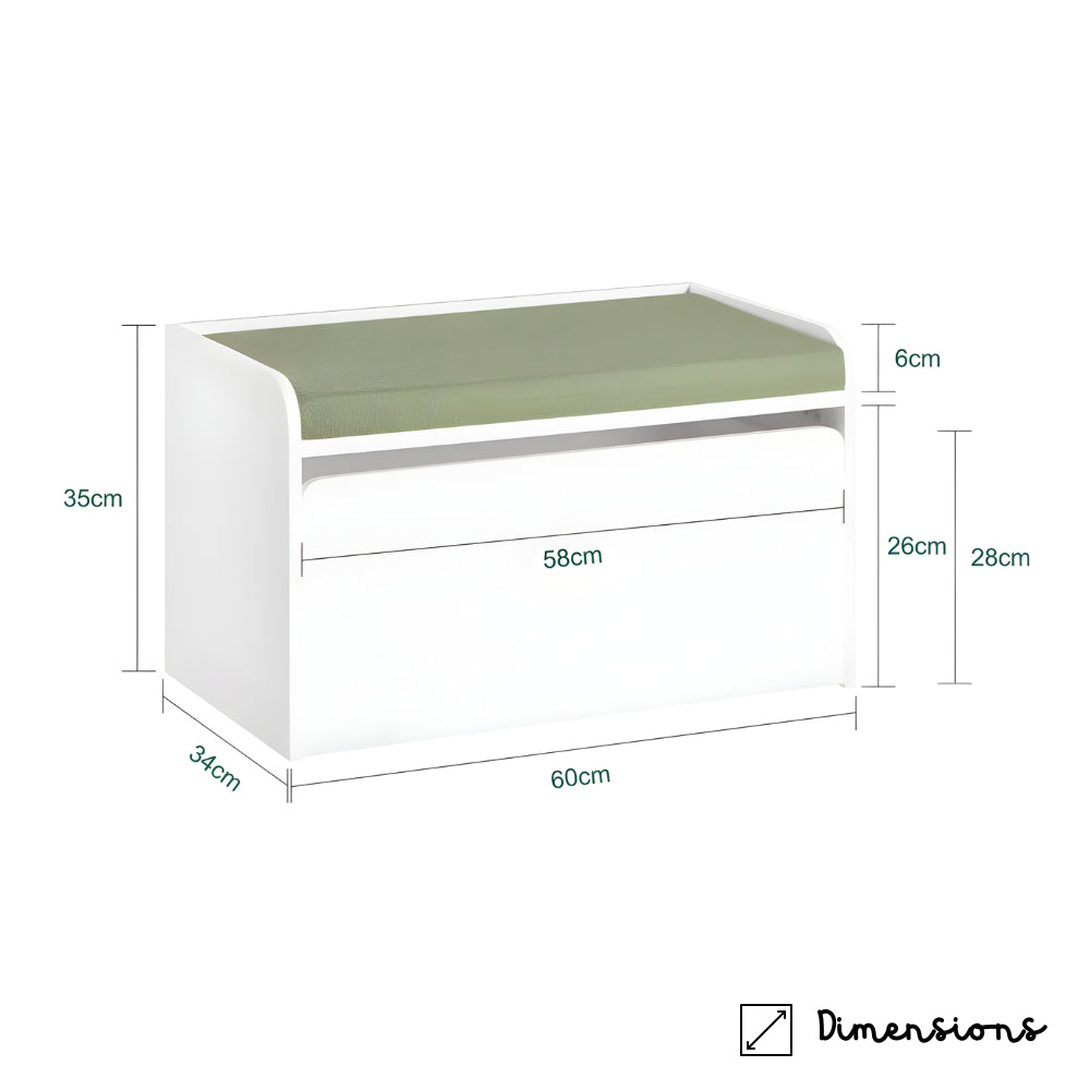 Banc de rangement blanc et vert pour enfant Tilda Kids