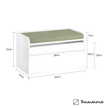 Banc de rangement blanc et vert pour enfant Tilda Kids