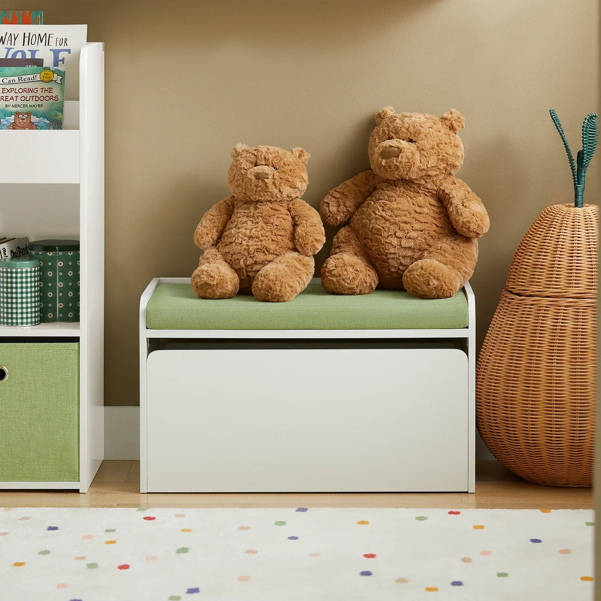 Banc de rangement blanc et vert pour enfant Tilda Kids