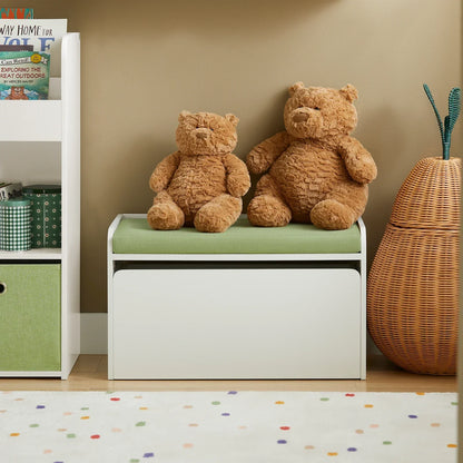 Banc de rangement blanc et vert pour enfant Tilda Kids