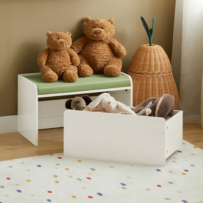 Banc de rangement blanc et vert pour enfant Tilda Kids