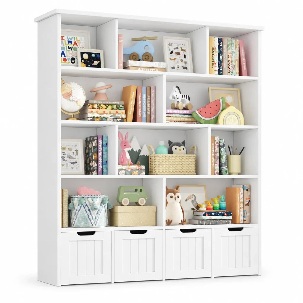 Bibliothèque enfant 11 niveaux 4 tiroirs 146cm Lilla Kids