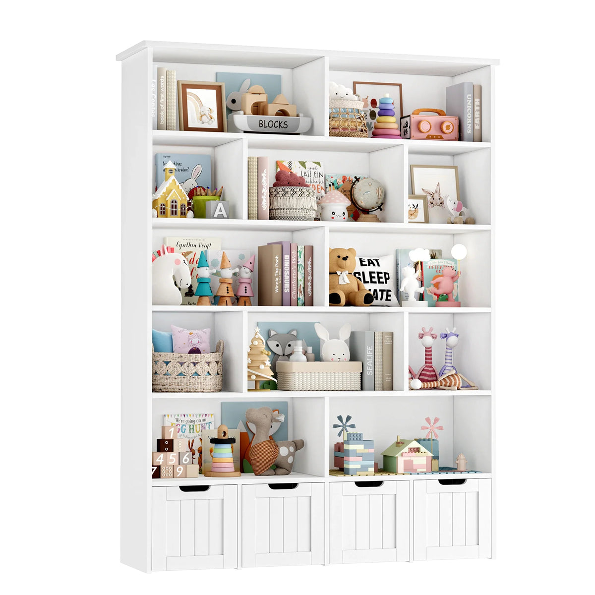 Bibliothèque enfant 13 niveaux 4 tiroirs 175cm Lilla Kids