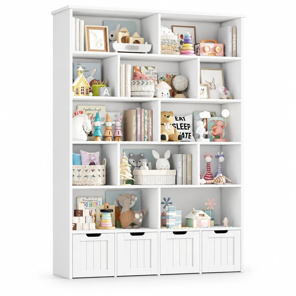 Bibliothèque enfant 13 niveaux 4 tiroirs 175cm Lilla Kids