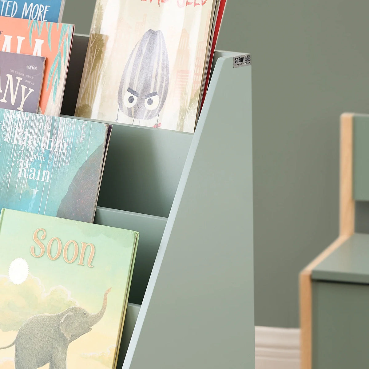 Bibliothèque enfant 4 casiers avec coffre à jouets Lilla Kids